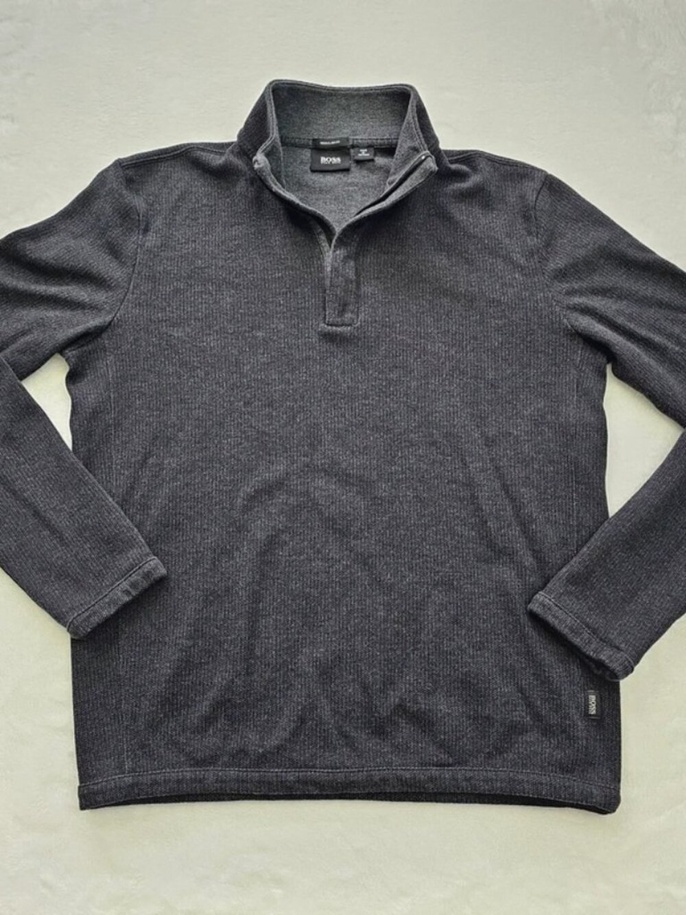 Hugo Boss Pullover 1/4-zip Sweater Mens Regular Fit Charcoal, Size M